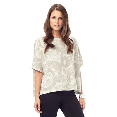 Phase Eight Silver And Ivory Albany Print Blouse